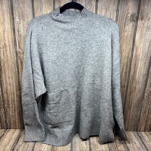ZARA Mock Neck Sweater Oversized Grey Long Sleeve Knit Top Women L